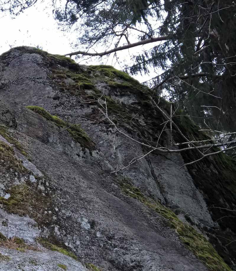 A rock with one side like a wall.
